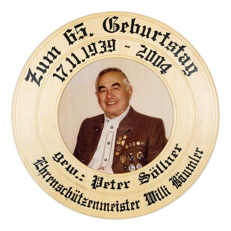 Geburtstagsscheibe Wilhelm Bäumler zum 65. Geburtstag